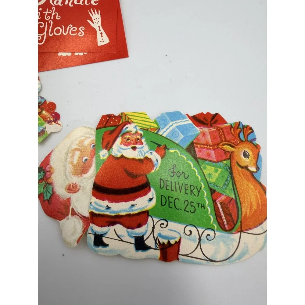Vintage Flocked Green Bell Christmas Ornament Diorama Elf MCM + Bonus Stickers